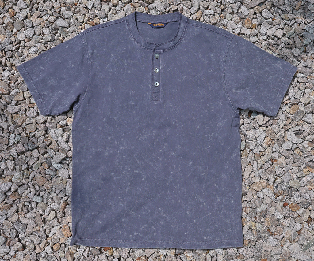 Henley Tee Washed Black-Grey