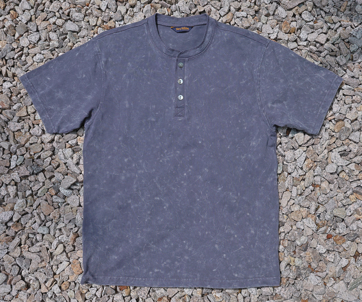 Henley Tee Washed Black-Grey