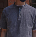 Henley Tee Washed Black-Grey